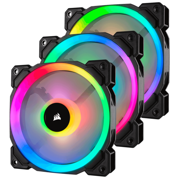 Corsair LL120 RGB 120mm Dual Light Loop RGB LED PWM Fan — 3 Fan Pack with Lighting Node PRO