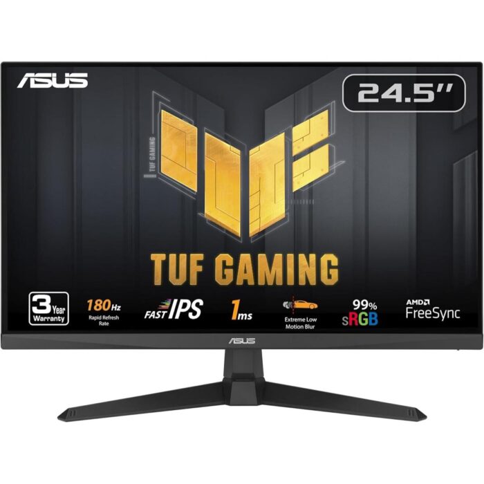 Asus Tuf VG259Q3A Gaming 25” (24.5 viewable) 1080P Gaming Monitor – FHD, 180Hz, 1ms, Fast IPS, Extreme Low Motion Blur, FreeSync, Variable Overdrive, Speakers, 99% sRGB, Shadow Boost