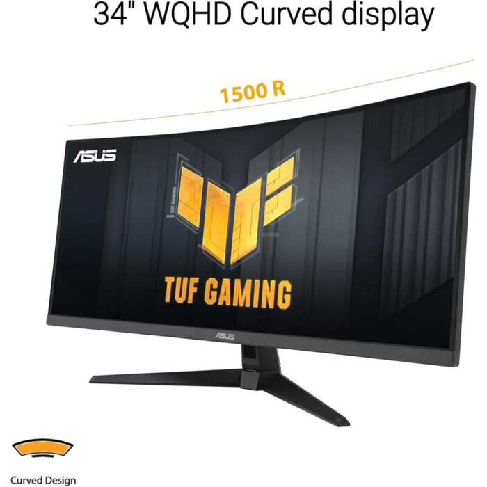 Asus Tuf Gaming VG34VQ3B 34” Ultra-Wide Curved Monitor – 21:9 QHD (3440x1440), 180Hz, 1ms, VA Panel, Extreme Low Motion Blur Sync, FreeSync Premium, Speaker, 90% DCI-P3, DisplayWidget Center - Image 3