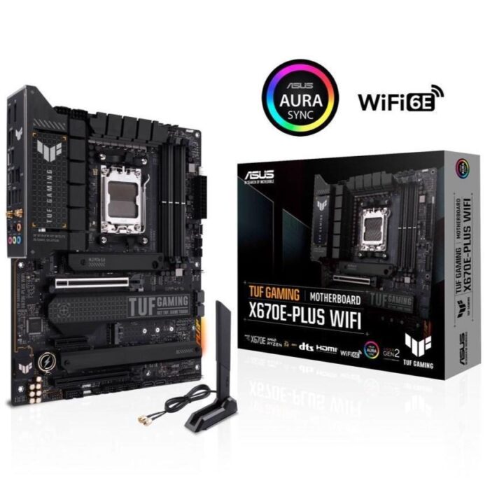 ASUS TUF Gaming X670E-PLUS WiFi AMD X670 AM5 Ryzen™ Desktop 9000 8000 & 7000 ATX Motherboard | PCIe® 5.0, DDR5, 4X M.2 Slots, USB 3.2 Gen 2x2 Type-C®, USB4® Support, WiFi 6E, 2.5Gb