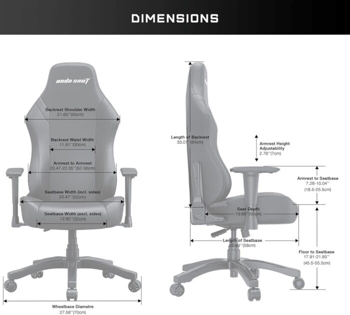 Anda Seat Luna Large Gaming Chair - Ergonomic Reclining Video Game Chairs, PVC Leather Computer Home Office Chair, Heavy Duty Neck & Back Lumbar Support - Black Folding Recliner Seat for Adults - Image 2