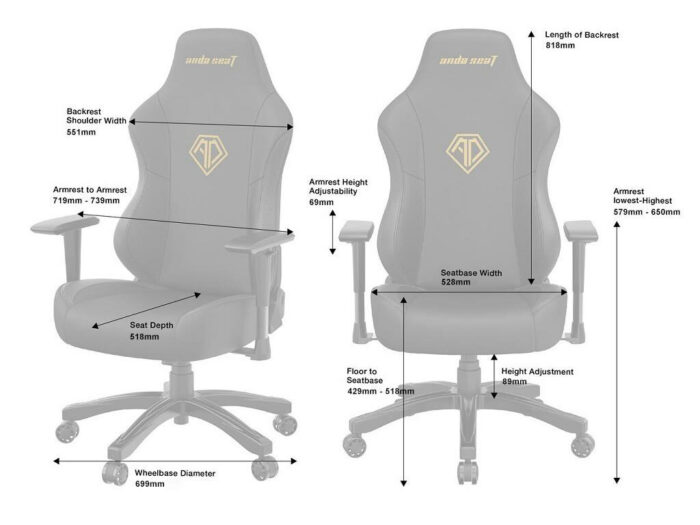 Anda Seat Gaming Chair Phantom 3 BLACK/GOLD - Image 3