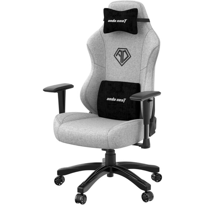 Anda Seat Phantom 3 Fabric Gaming Chairs for Adults - Large Wide Seat Gaming Chair with Lumbar Support, Comfortable Premium Video Gaming Seats with Headrest - Grey Gaming Chair with Cushion