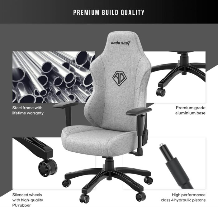 Anda Seat Phantom 3 Fabric Gaming Chairs for Adults - Large Wide Seat Gaming Chair with Lumbar Support, Comfortable Premium Video Gaming Seats with Headrest - Grey Gaming Chair with Cushion - Image 3