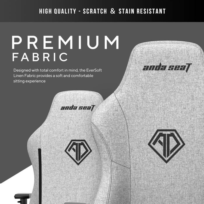 Anda Seat Phantom 3 Fabric Gaming Chairs for Adults - Large Wide Seat Gaming Chair with Lumbar Support, Comfortable Premium Video Gaming Seats with Headrest - Grey Gaming Chair with Cushion - Image 5