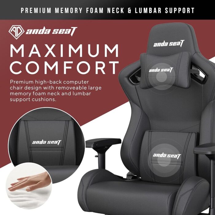 Anda Seat Kaiser 2 Gaming Chair for Adults - XL Reclining Video Game Chairs, PVC Leather Ergonomic Office Chair, Heavy Duty Neck & Back Lumbar Support - Luxury Black Computer Chairs for Home & Work - Image 4