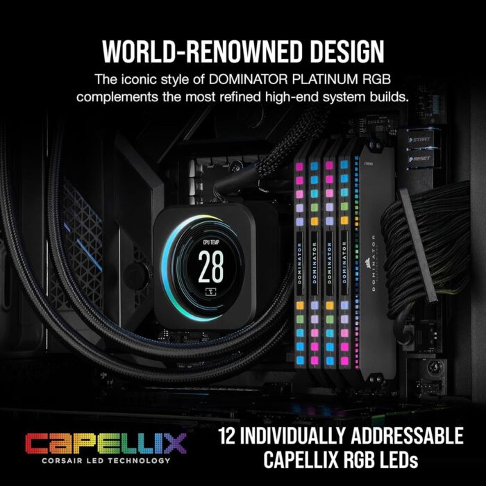 Corsair DOMINATOR® PLATINUM RGB 64GB (2x32GB) DDR5 DRAM 6000MT/s CL30 AMD EXPO & Intel XMP Memory Kit — Grey - Image 3