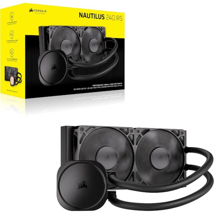 Corsair Nautilus 240 RS Liquid CPU Cooler, 240mm AIO, Low-Noise, Direct Motherboard Connection, Daisy-Chain, Intel LGA 1851/1700, AMD AM5/AM4, 2X RS120 Fans Included – Black