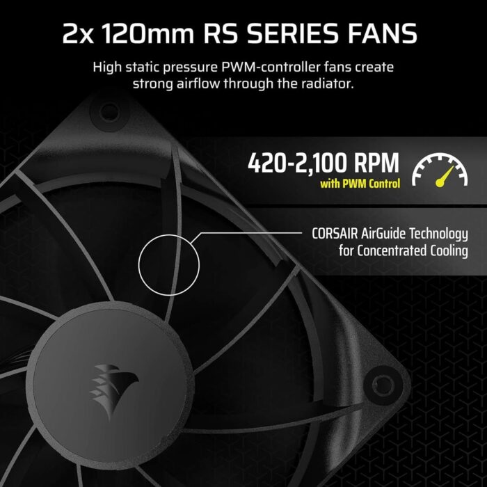 Corsair Nautilus 240 RS Liquid CPU Cooler, 240mm AIO, Low-Noise, Direct Motherboard Connection, Daisy-Chain, Intel LGA 1851/1700, AMD AM5/AM4, 2X RS120 Fans Included – Black - Image 4
