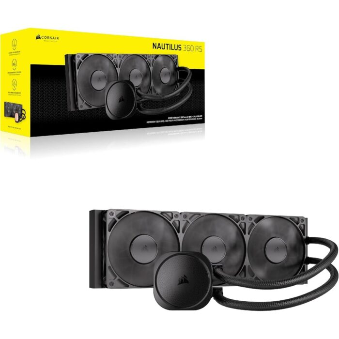 Corsair Nautilus 360 RS Liquid CPU Cooler, 360mm AIO, Low-Noise, Direct Motherboard Connection, Daisy-Chain, Intel LGA 1851/1700, AMD AM5/AM4, 3X RS120 Fans Included – Black