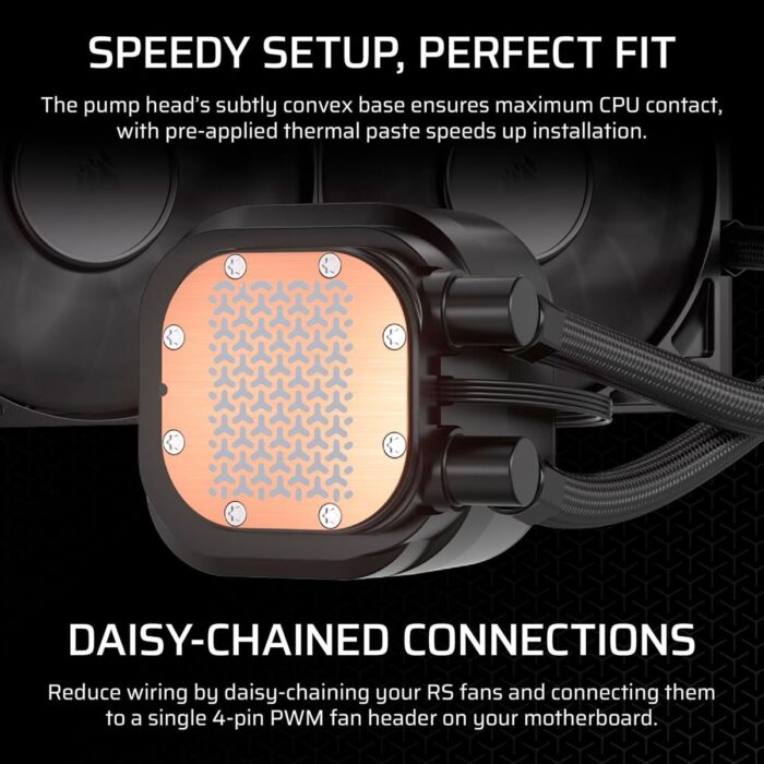 Corsair Nautilus 360 RS Liquid CPU Cooler, 360mm AIO, Low-Noise, Direct Motherboard Connection, Daisy-Chain, Intel LGA 1851/1700, AMD AM5/AM4, 3X RS120 Fans Included – Black - Image 4