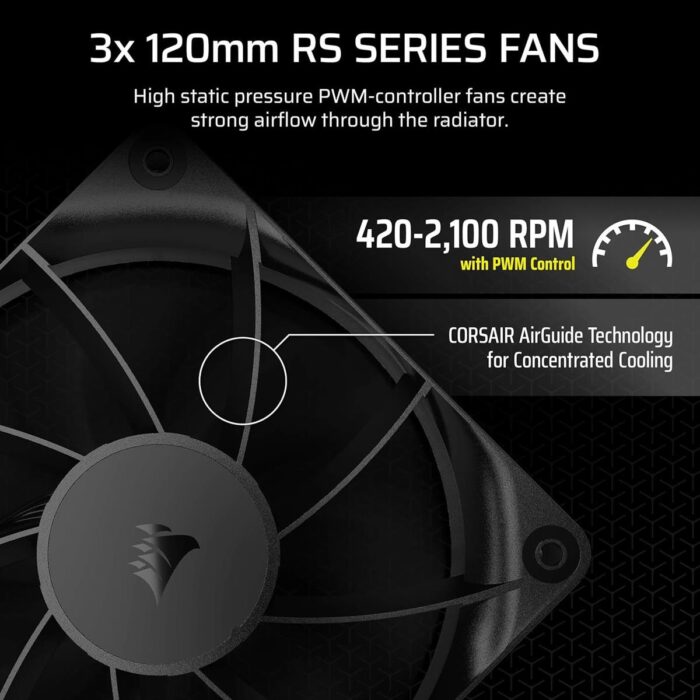 Corsair Nautilus 360 RS Liquid CPU Cooler, 360mm AIO, Low-Noise, Direct Motherboard Connection, Daisy-Chain, Intel LGA 1851/1700, AMD AM5/AM4, 3X RS120 Fans Included – Black - Image 5