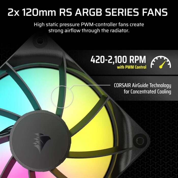 Corsair Nautilus 240 RS ARGB Liquid CPU Cooler, 240mm AIO, Low-Noise, Direct Motherboard Connection, Daisy-Chain, Intel LGA 1851/1700, AMD AM5/AM4, 2X RS120 ARGB Fans Included – Black - Image 3