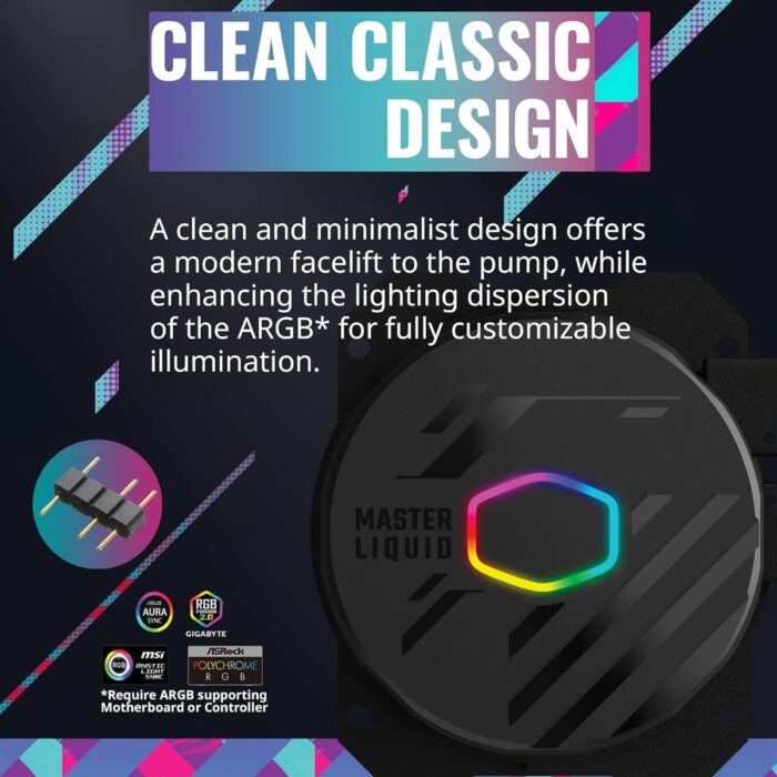 Cooler Master MasterLiquid 360L Core ARGB AIO 360mm Liquid CPU Cooler - Image 3