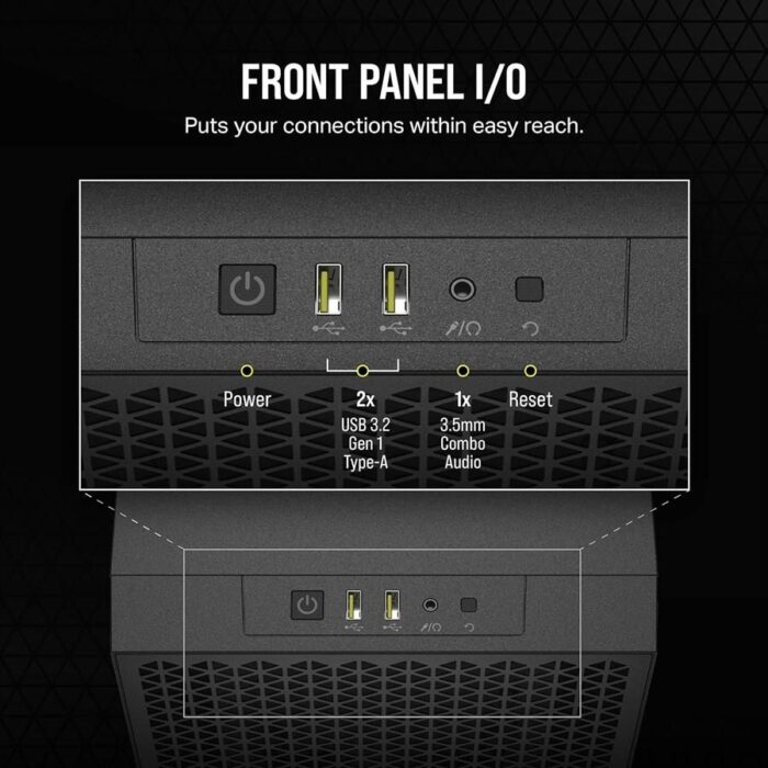 Corsair 3000D 2 Fans Airflow Mid-Tower Case – Black CC-9011251-WW - Image 3