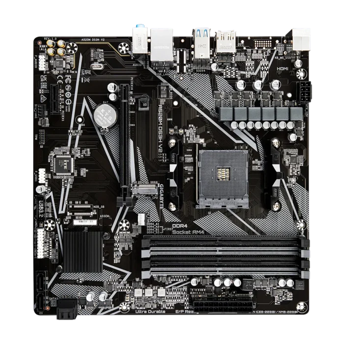 Gigabyte A520M DS3H V2 Micro ATX Socket AM4 AMD A520 motherboard - 4x DDR4 - M2. PCIe 3.0 - USB 3.0 - PCI-Express 3.0 16x - Image 2