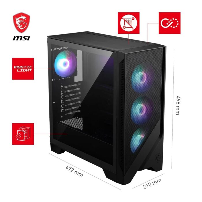MSI MAG Forge 320R Airflow Mid-Tower ATX Gaming Case - Image 3