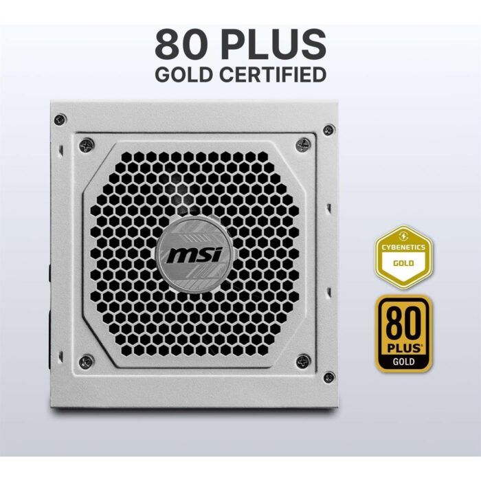 MSI MAG 850GL PCIE 5 White Gaming Power Supply, Full Modular, 80 Plus Gold Certified 850W, Compact Size, ATX PSU - Image 4