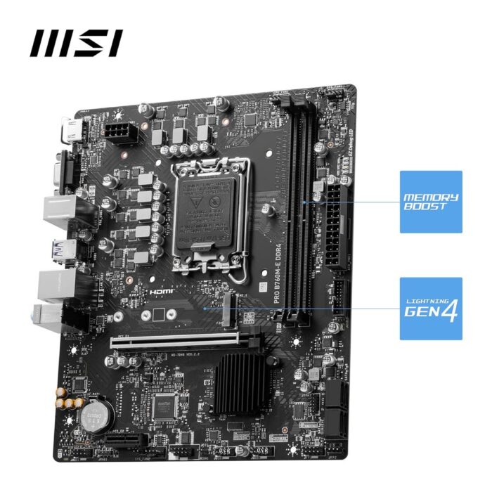 MSI Pro B760M-E DDR4 Intel 12/13th Gen microATX Motherboard - Image 3