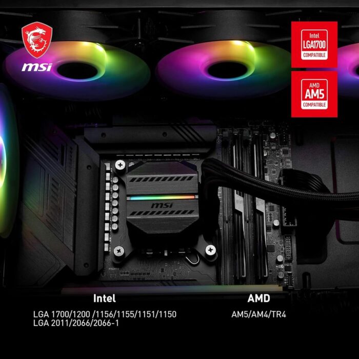 MSI MAG CoreLiquid M360 ARGB AIO 360mm Liquid CPU Cooler - Image 3