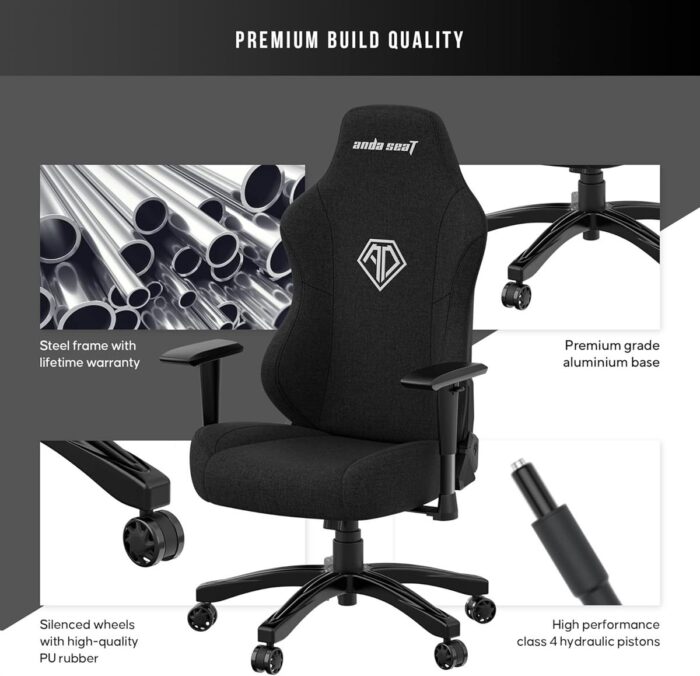Anda Seat Phantom 3 Fabric Gaming Chairs for Adults - Large Wide Seat Gaming Chair with Lumbar Support and Cushions, Comfortable Premium Video Gaming Seats with Headrest - Carbon Black - Image 3