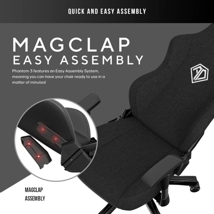 Anda Seat Phantom 3 Fabric Gaming Chairs for Adults - Large Wide Seat Gaming Chair with Lumbar Support and Cushions, Comfortable Premium Video Gaming Seats with Headrest - Carbon Black - Image 4