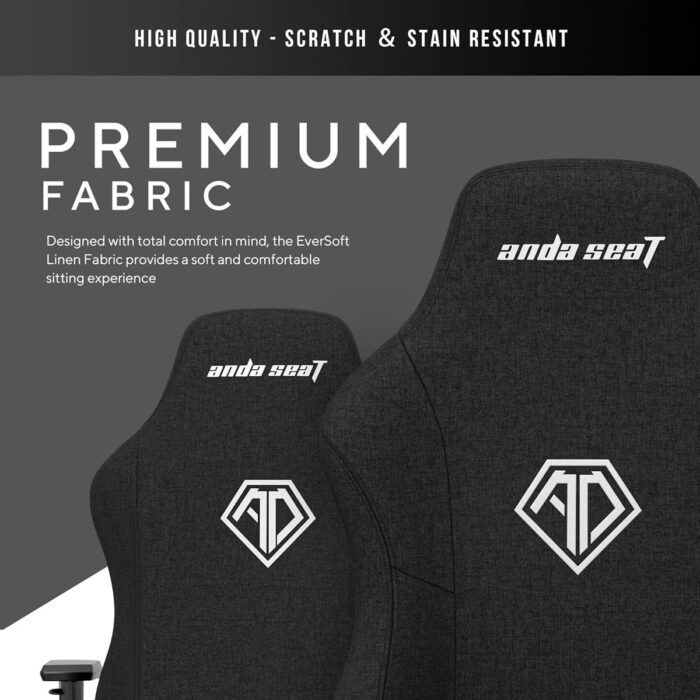 Anda Seat Phantom 3 Fabric Gaming Chairs for Adults - Large Wide Seat Gaming Chair with Lumbar Support and Cushions, Comfortable Premium Video Gaming Seats with Headrest - Carbon Black - Image 5